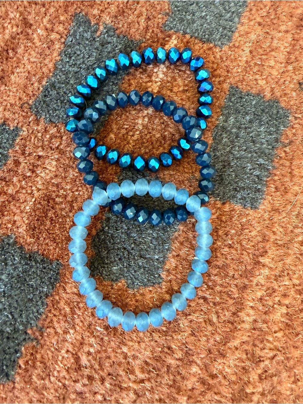 Blue Beaded Stretch Bracelet Set - Women Jewelry